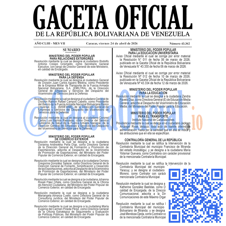 Gaceta Oficial, Gaceta 43362, Gaceta 43362 HD, Gaceta #43362, Gaceta Oficial Venezuela #43362