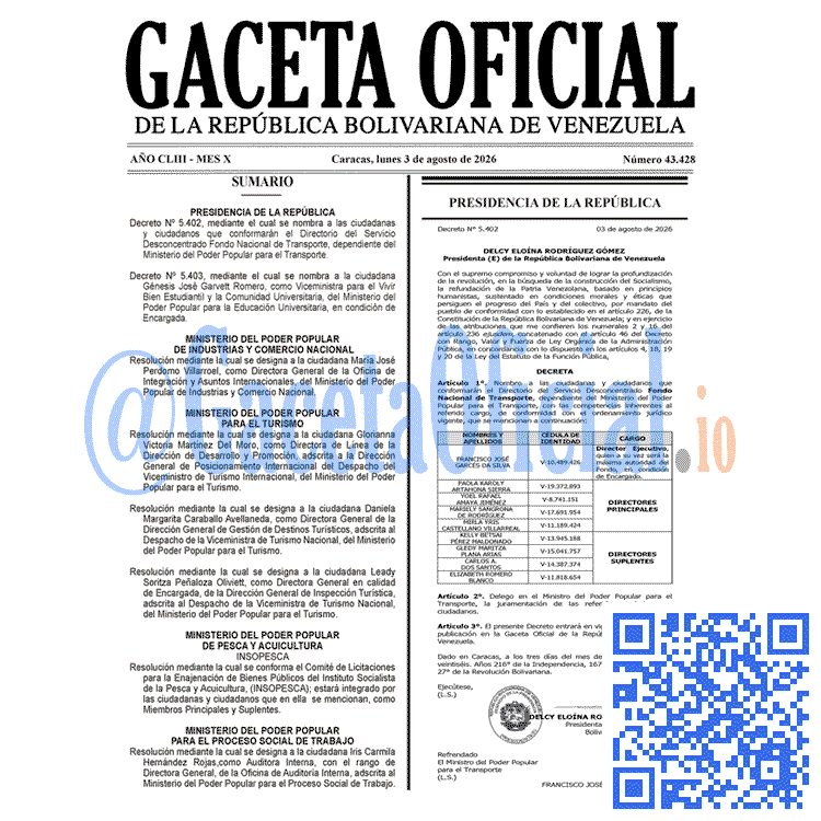 Venezuela Gaceta Oficial 43428 del 3 agosto 2026 Gaceta Oficial, Gaceta 43428, Gaceta 43428 HD, Gaceta #43428, Gaceta Oficial Venezuela #43428