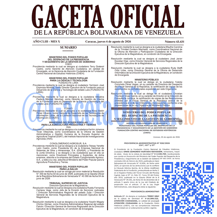 Gaceta Oficial, Gaceta 43431, Gaceta 43431 HD, Gaceta #43431, Gaceta Oficial Venezuela #43431