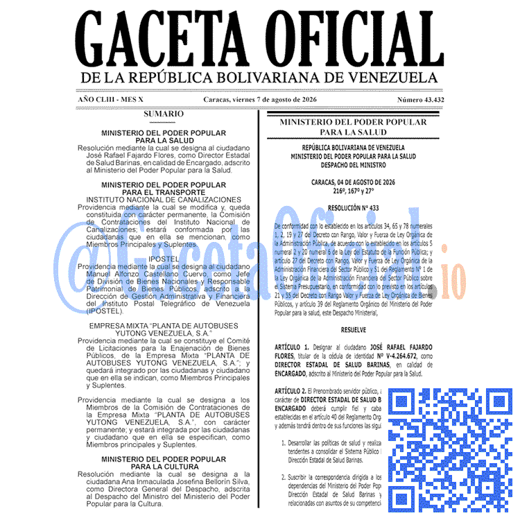 Gaceta Oficial, Gaceta 43432, Gaceta 43432 HD, Gaceta #43432, Gaceta Oficial Venezuela #43432