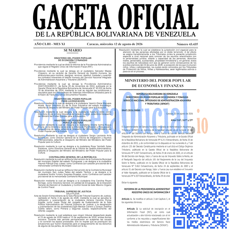 Gaceta Oficial, Gaceta 43435, Gaceta 43435 HD, Gaceta #43435, Gaceta Oficial Venezuela #43435