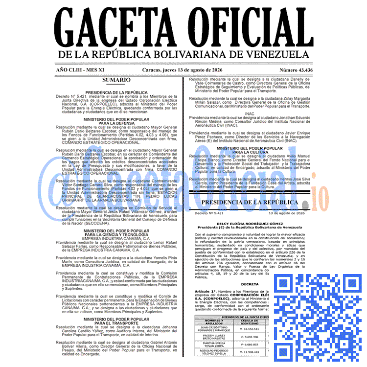 Gaceta Oficial, Gaceta 43436, Gaceta 43436 HD, Gaceta #43436, Gaceta Oficial Venezuela #43436