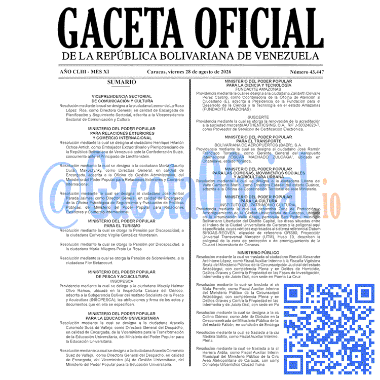 Gaceta Oficial, Gaceta 43447, Gaceta 43447 HD, Gaceta #43447, Gaceta Oficial Venezuela #43447