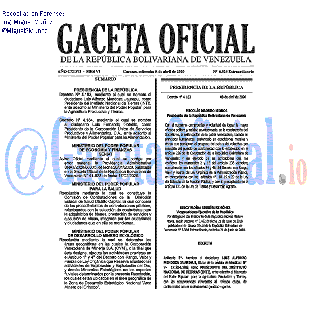 Gaceta Oficial 6526 del 8 abril 2020