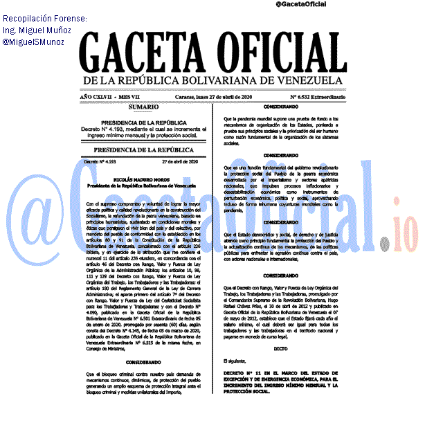 Gaceta Oficial 6532 del 27 abril 2020