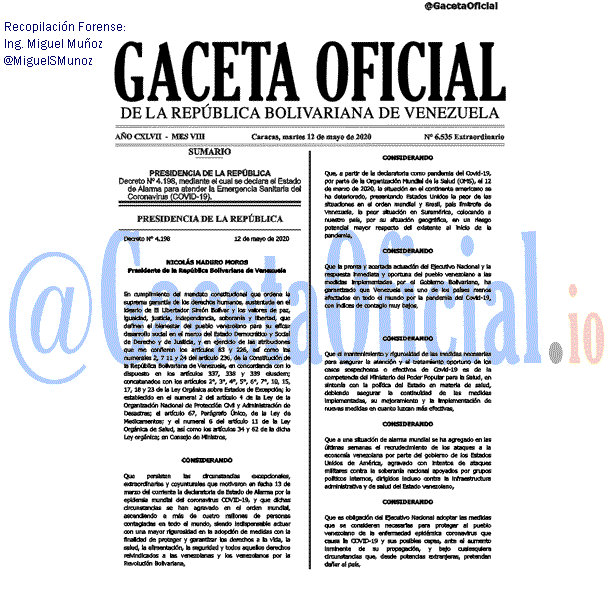 Gaceta Oficial 6535 del 12 mayo 2020