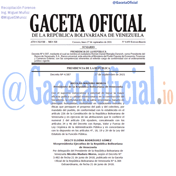 Gaceta Oficial 6653 del 27 septiembre 2021 Gaceta Oficial 6653 del 27 septiembre 2021