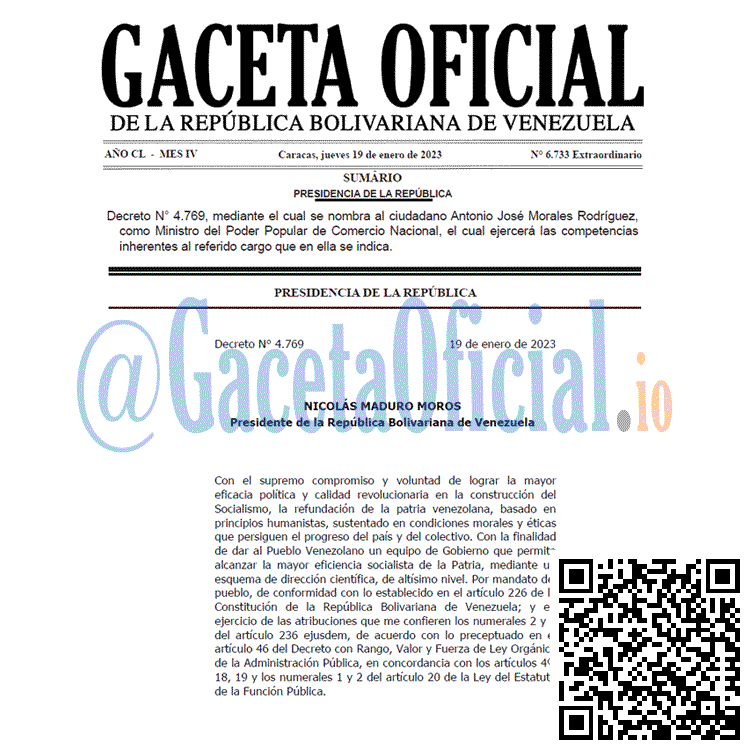 Venezuela Gaceta Oficial 6733 del 19 enero 2023 Gaceta Oficial, Gaceta 6733, Gaceta #6733, Gaceta Oficial Venezuela #6733