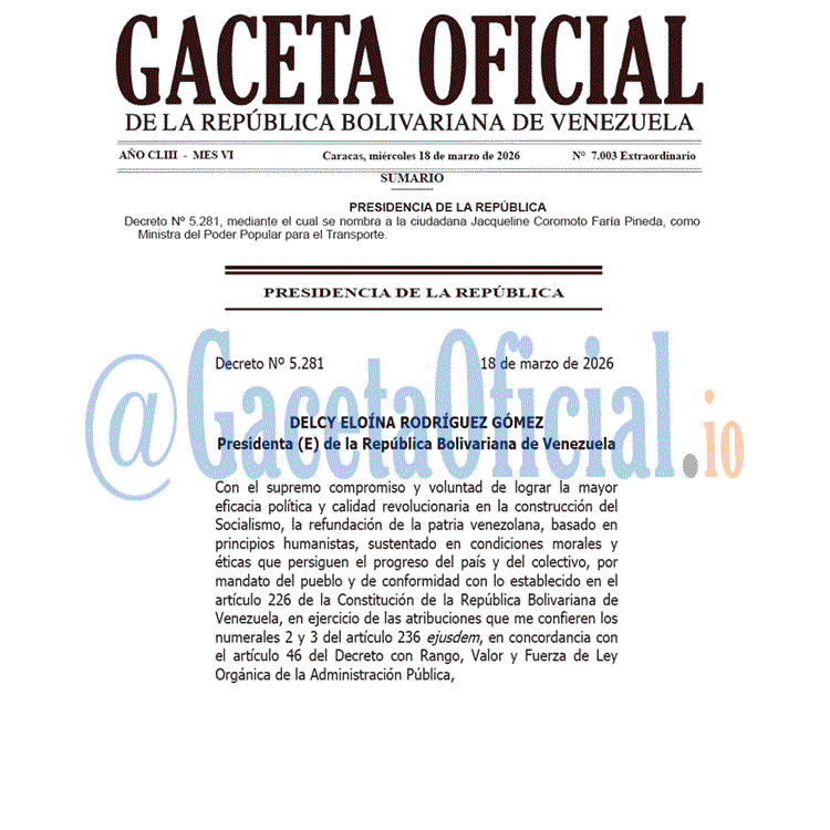 Gaceta Oficial, Gaceta 7003, Gaceta 7003 HD, Gaceta #7003, Gaceta Oficial Venezuela #7003