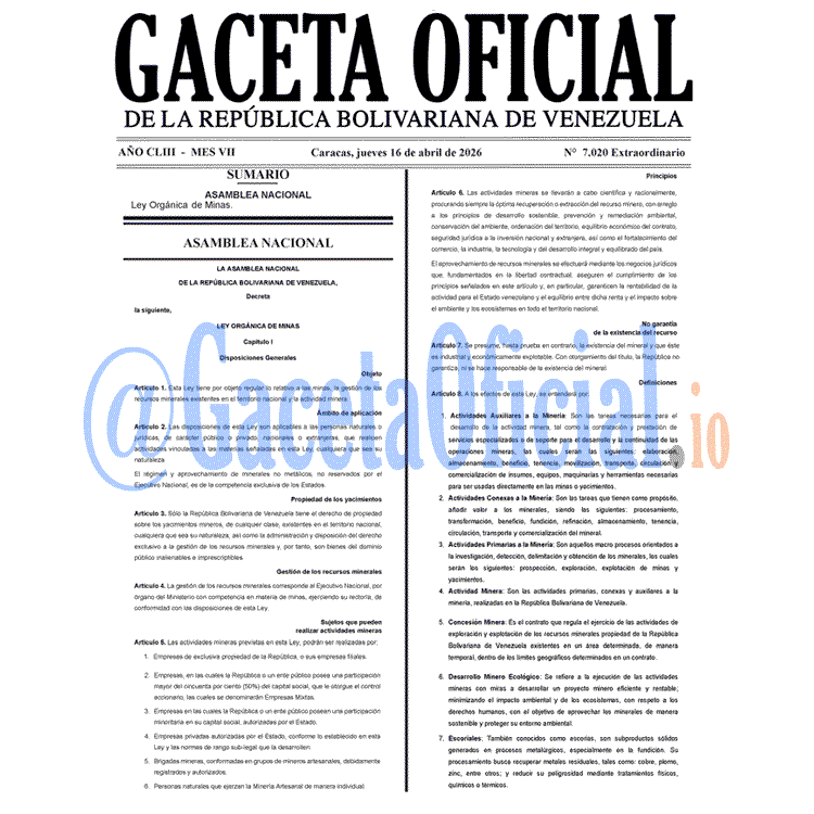 Venezuela Gaceta Oficial 7020 del 16 abril 2026 Gaceta Oficial, Gaceta 7020, Gaceta 7020 HD, Gaceta #7020, Gaceta Oficial Venezuela #7020