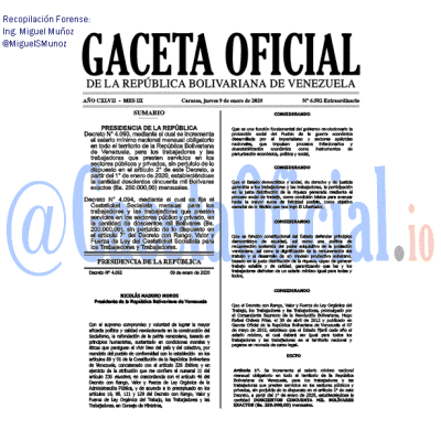 Gaceta Oficial 6502 2020-01-09