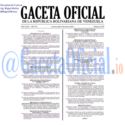 Gaceta Oficial 41070 2017-01-09
