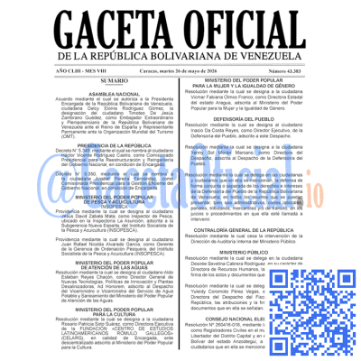Gaceta Oficial 43383 2026-05-26 