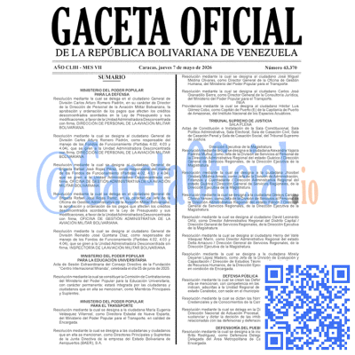 Gaceta Oficial 43370 2026-05-07