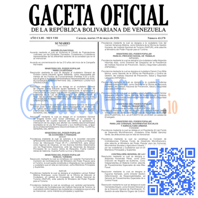 Gaceta Oficial 43378 2026-05-19