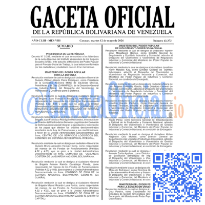 Gaceta Oficial 43373 2026-05-12