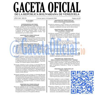 Gaceta Oficial 43395 2026-06-11