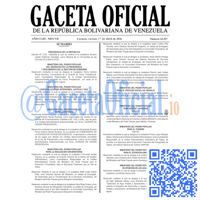 Gaceta Oficial 43357 2026-04-17