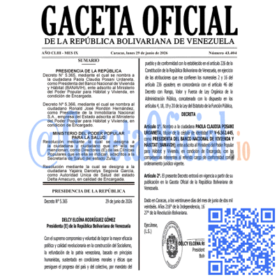 Gaceta Oficial 43404 2026-06-29 