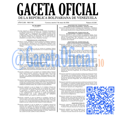 Gaceta Oficial 43368 2026-05-05