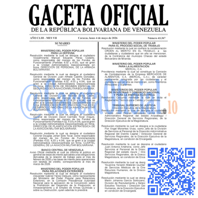 Gaceta Oficial 43367 2026-05-04
