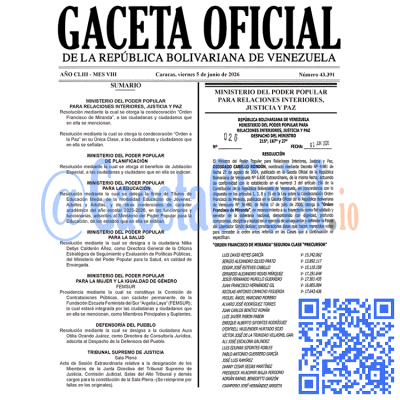 Gaceta Oficial 43391 2026-06-05