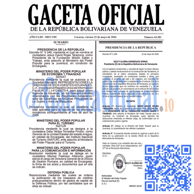 Gaceta Oficial 43381 2026-05-22