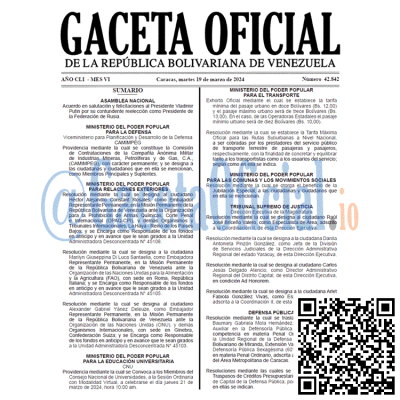 Gaceta Oficial 42842 2024-03-19