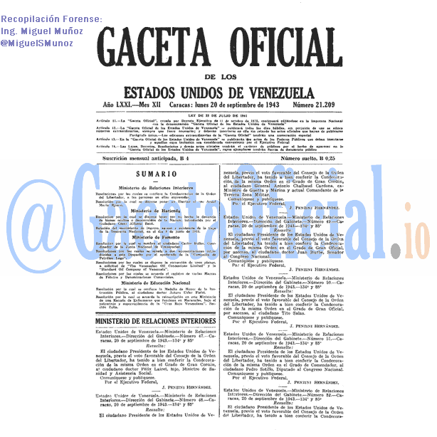 Gaceta Oficial 21209 del 20 Septiembre 1943