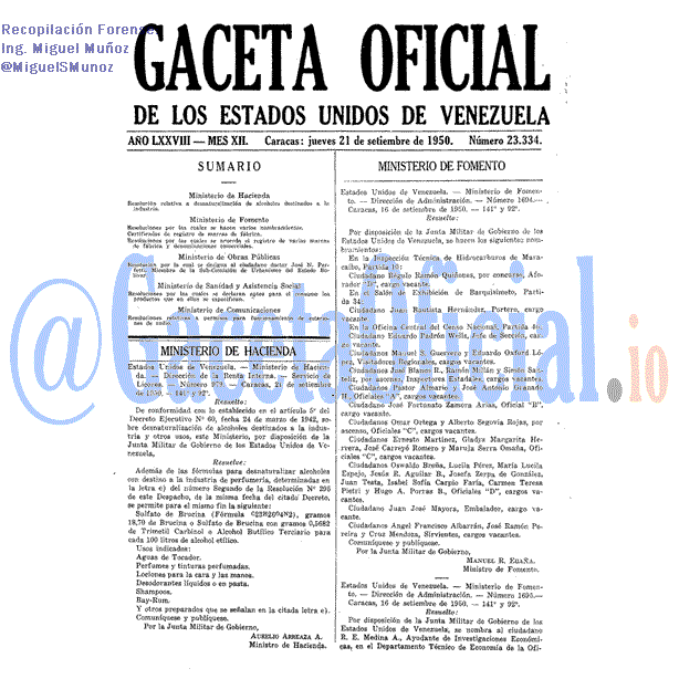 Gaceta Oficial 23334 del 21 Septiembre 1950
