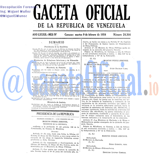 Gaceta Oficial 24364 del 9 Febrero 1954