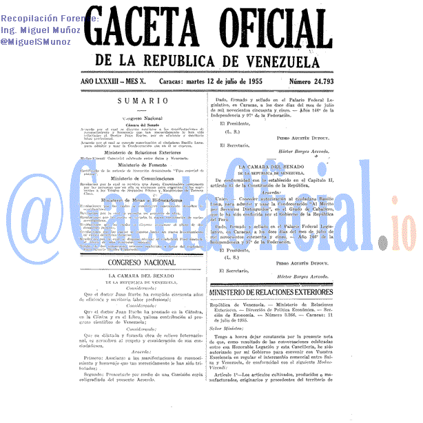 Gaceta Oficial 24793 del 12 Julio 1955