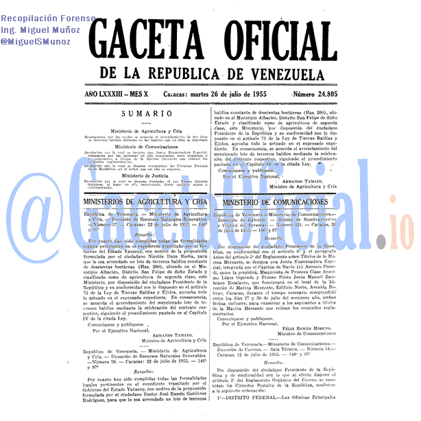 Gaceta Oficial 24805 del 26 Julio 1955