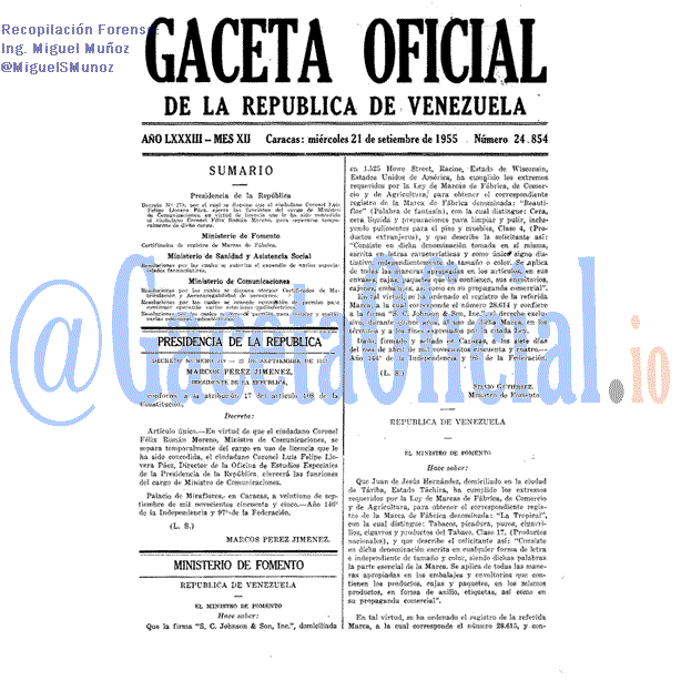 Gaceta Oficial 24854 del 21 Septiembre 1955