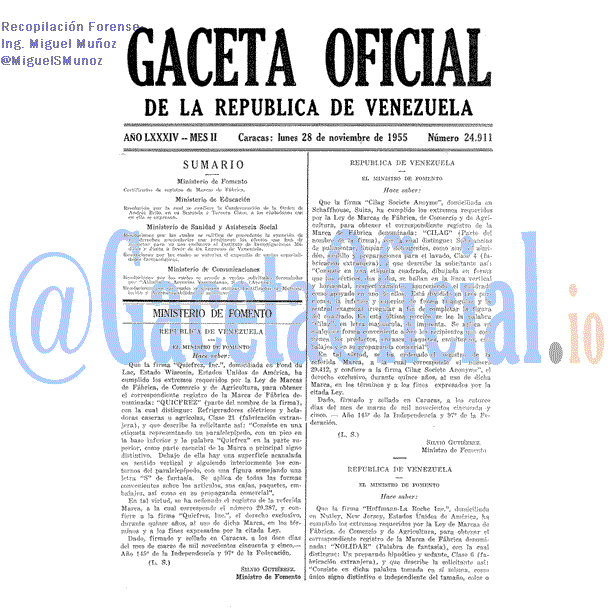 Gaceta Oficial 24911 del 28 Noviembre 1955