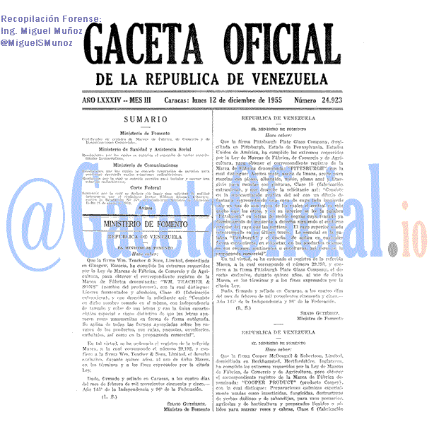 Gaceta Oficial 24923 del 12 Diciembre 1955