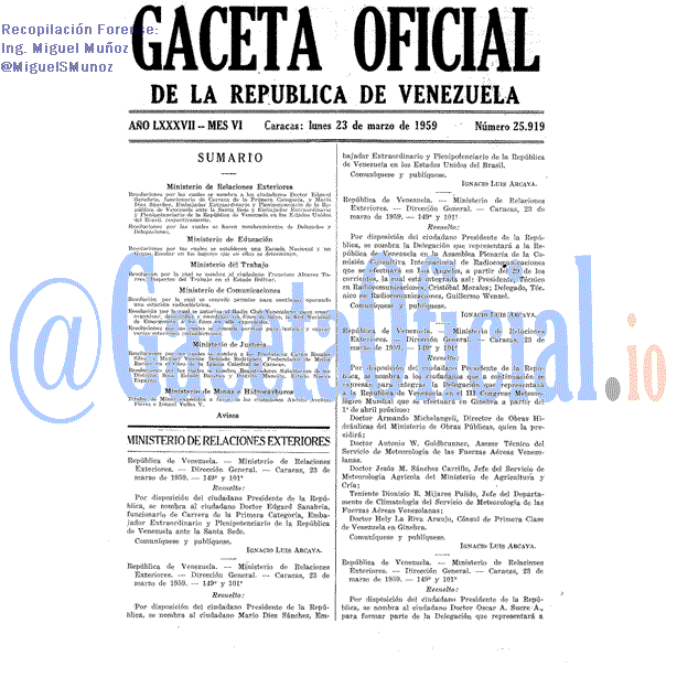 Gaceta Oficial 25919 del 23 Marzo 1959