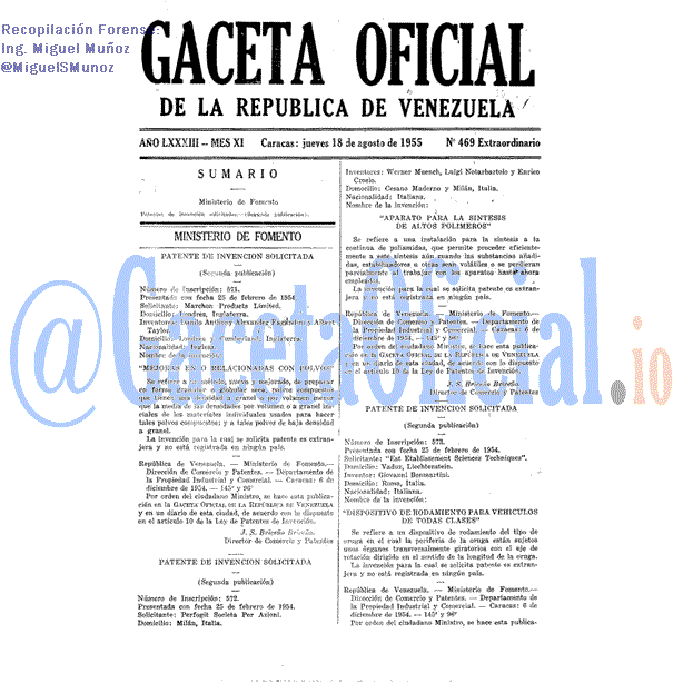 Gaceta Oficial 469 del 18 Agosto 1955