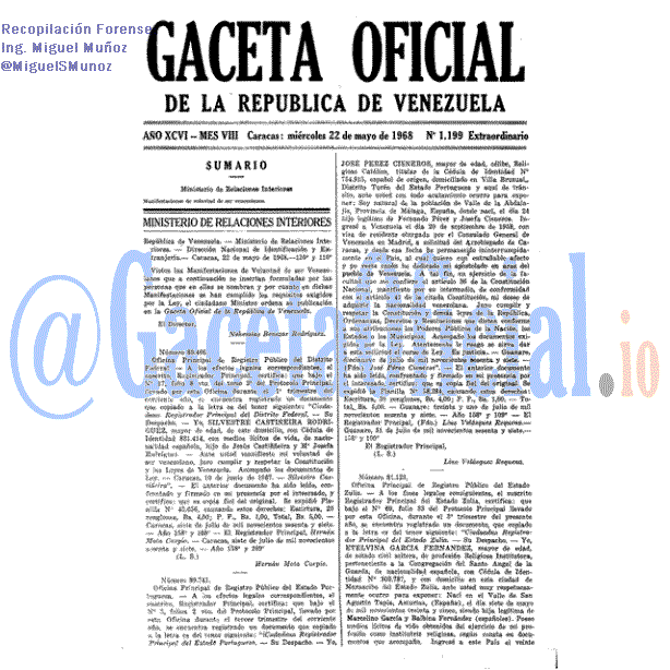 Gaceta Oficial 1199 1968-05-22 Gaceta Oficial 1199 del 22 Mayo 1968
