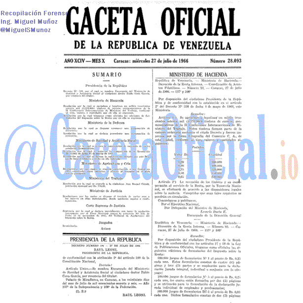 Gaceta Oficial 28093 del 27 Julio 1966