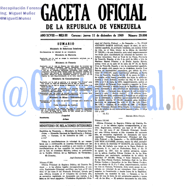 Gaceta Oficial 29096 del 11 Diciembre 1969