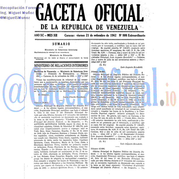Gaceta Oficial 808 1962-09-21 Gaceta Oficial 808 del 21 Septiembre 1962
