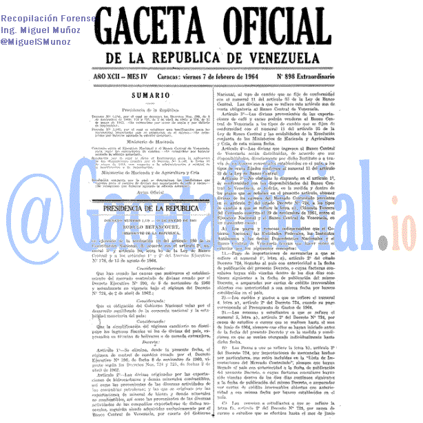 Gaceta Oficial 898 1964-02-07 Gaceta Oficial 898 del 7 Febrero 1964