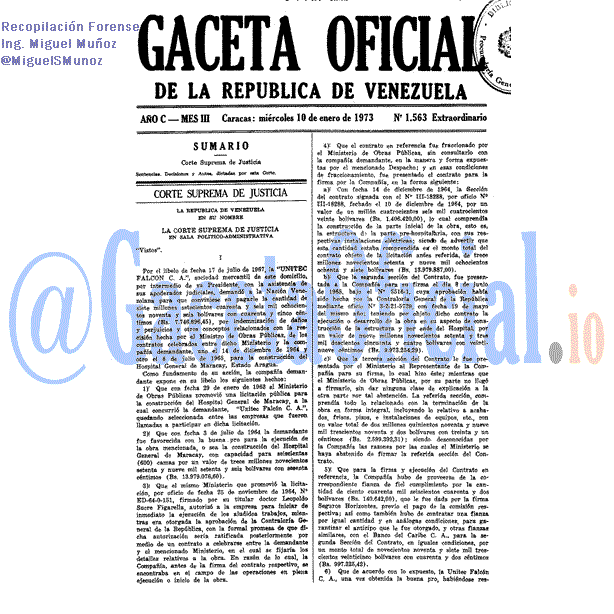 Gaceta Oficial 1563 del 10 Enero 1973