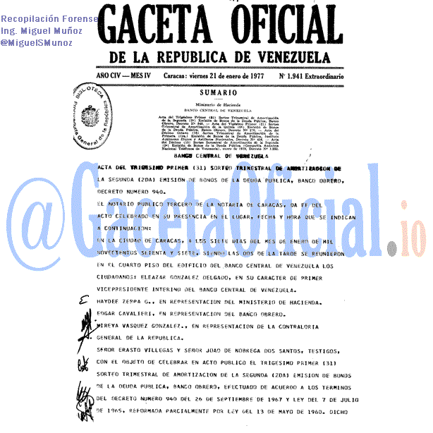 Gaceta Oficial 1941 del 21 Enero 1977