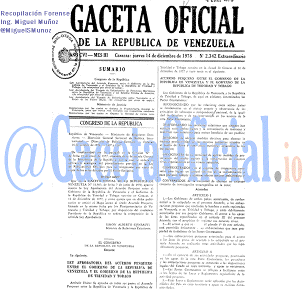 Gaceta Oficial 2342 1978-12-14 Gaceta Oficial 2342 del 14 Diciembre 1978