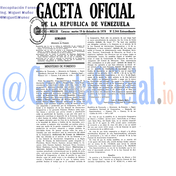 Gaceta Oficial 2344 1978-12-19 Gaceta Oficial 2344 del 19 Diciembre 1978