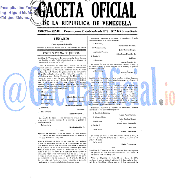 Gaceta Oficial 2345 1978-12-21 Gaceta Oficial 2345 del 21 Diciembre 1978