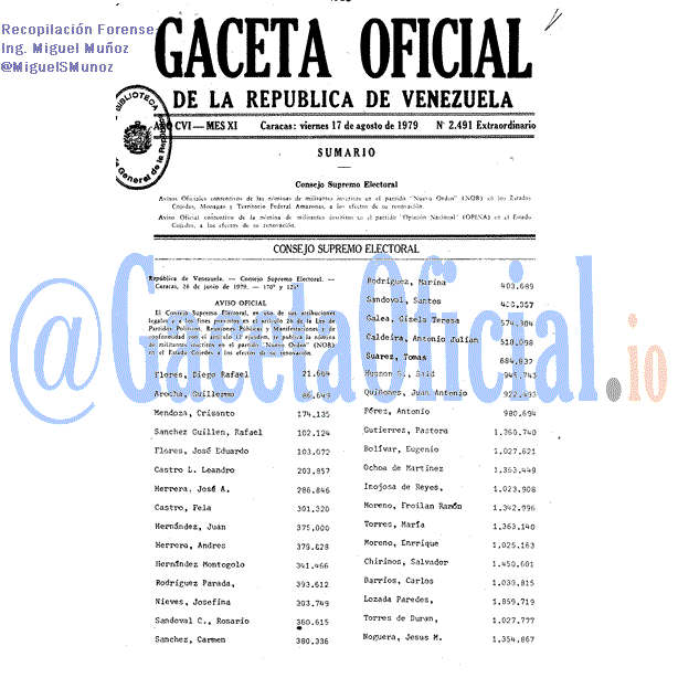 Gaceta Oficial 2491 1979-08-17 Gaceta Oficial 2491 del 17 Agosto 1979