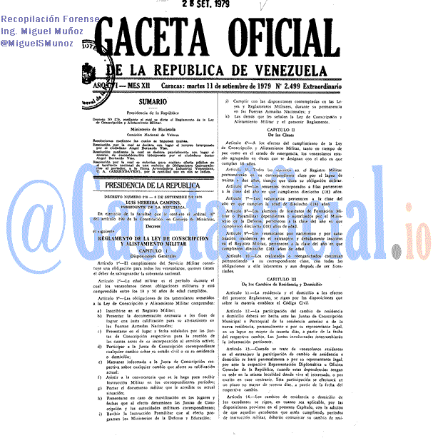 Gaceta Oficial 2499 1979-09-11 Gaceta Oficial 2499 del 11 Septiembre 1979
